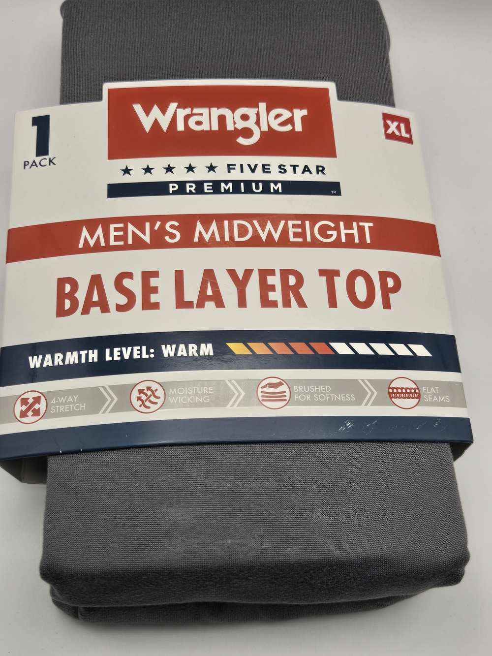 Set Of 3 XL Wrangler Men's Midweight Base Layer Top - Charcoal Gray New